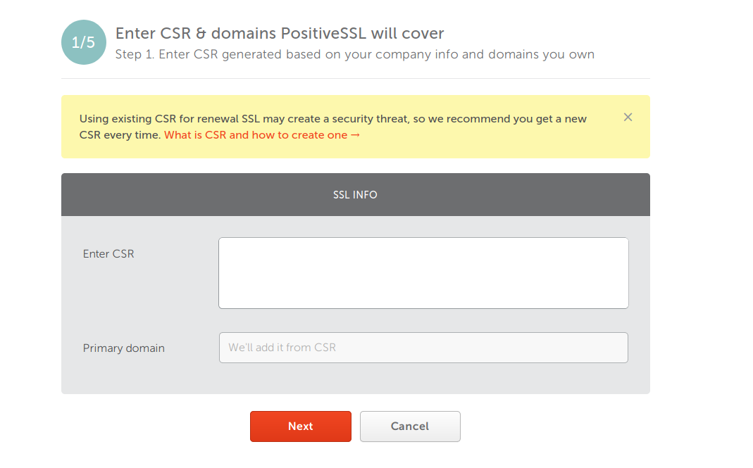 Enter CSR and domain